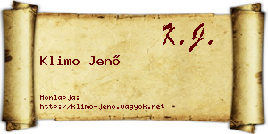 Klimo Jenő névjegykártya